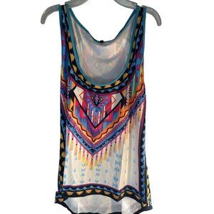Womens Tank Top Geometric Colorful Hight Low Hem Size XL NWT